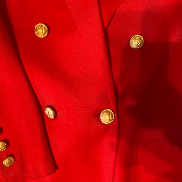 TALBOTS VINT90s CHERRY RED LINED DOUBLE BUTTON BLAZER - cherry red size 12womens - Picture 11 of 15